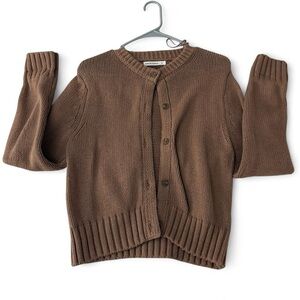 Brown moon & madison cardigan with ribbed details. Size small.